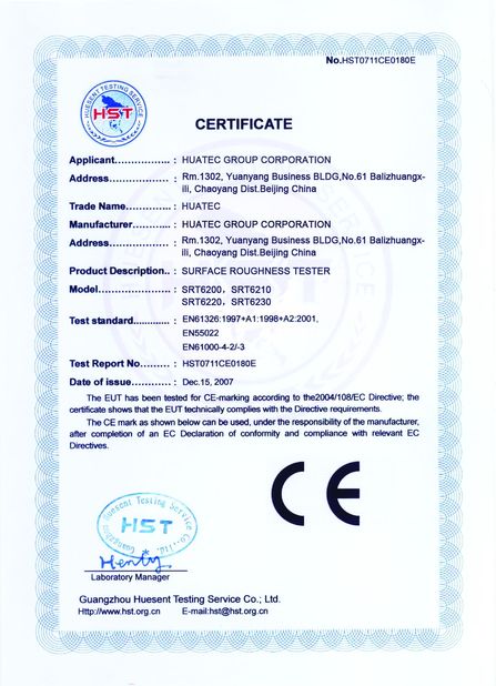 Chiny HUATEC GROUP CORPORATION Certyfikaty